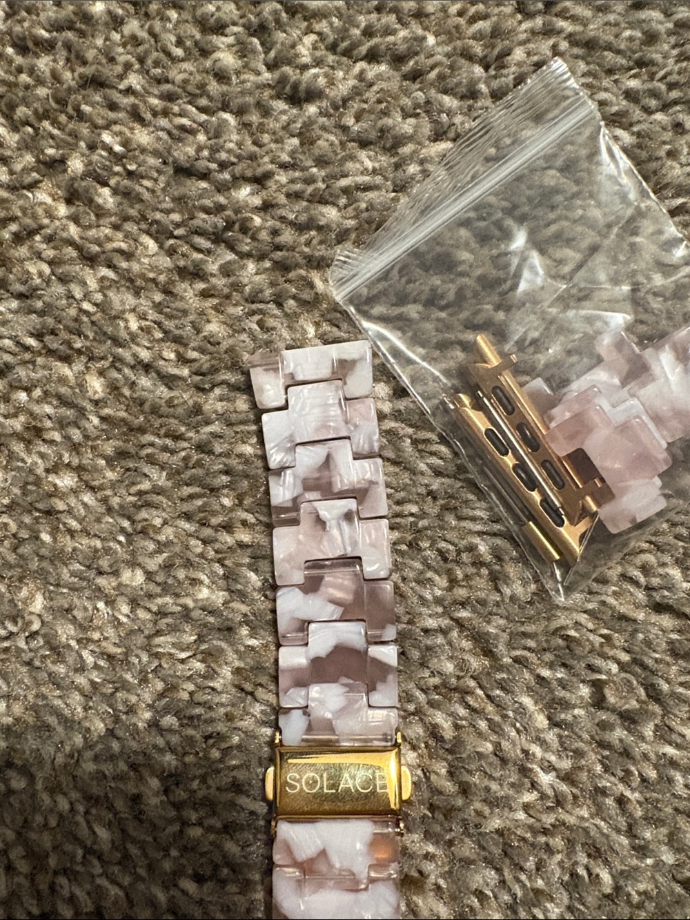 Rose Marble Resin Watch Band with Gold Clasp - Picture 2 of 2